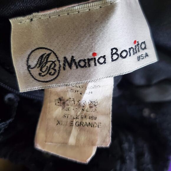 Maria Bonita Black Lace Sequin Party Dress - Size L - Picture 7 of 9